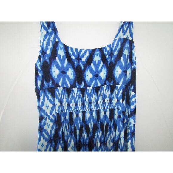 Blue Floral Maxi Dress sz 16W Boho Geometric Cruise Flowy Preppy Y2K Romantic - Picture 4 of 8